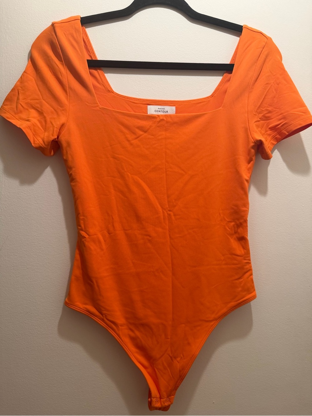 Babaton Vibrant Orange Square-Neck Bodysuit